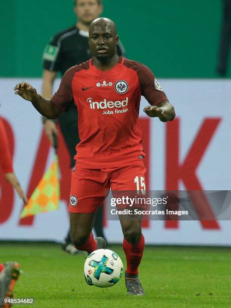 Jetro Willems of Eintracht Frankfurt during the German DFB Pokal match between Schalke 04 v Eintracht Frankfurt at the Veltins Arena on April 18,...