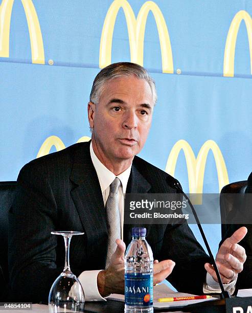 Ralph Alvarez, president and chief operating officer of McDonald's Corp., speaks during a news conference following the McDonald's shareholders...