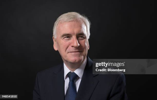 John McDonnell, finance spokesman of the U.K. Opposition Labour party, poses for a photograph following a Bloomberg Television interview in London,...