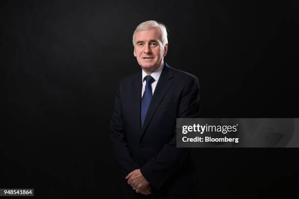 John McDonnell, finance spokesman of the U.K. Opposition Labour party, poses for a photograph following a Bloomberg Television interview in London,...