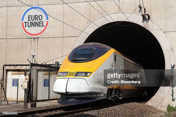 Eurostar train enters the Eurotunnel near Calais, France, on Wednesday, April 16, 2008. Groupe Eurotunnel SA, operator of the rail tunnel between...