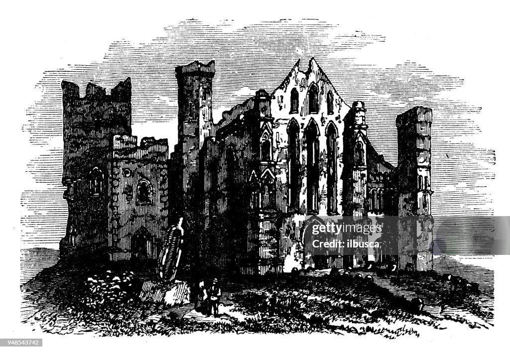 Antique engraving illustration: Cashel Cathedral
