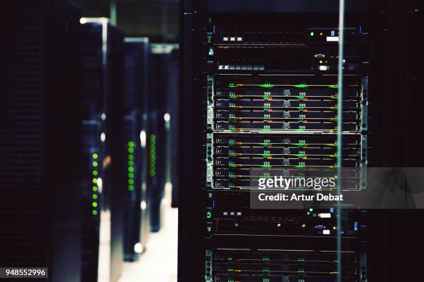 powerful supercomputer working. - ständer stock-fotos und bilder