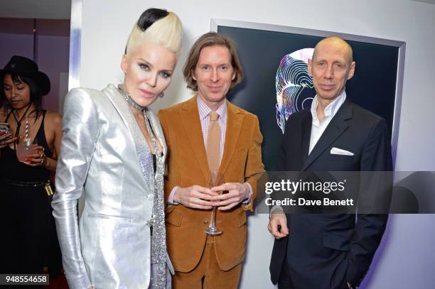Daphne Guinness, Wes Anderson and Nick Knight attend the launch of Daphne Guinness' new album "Daphne & The Golden Chord: It's A Riot" featuring a...