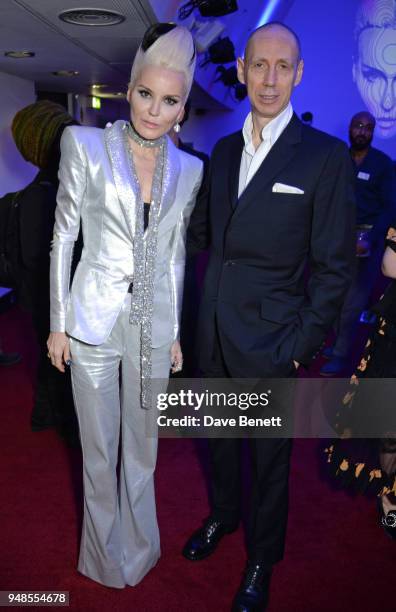 Daphne Guinness and Nick Knight attend the launch of Daphne Guinness' new album "Daphne & The Golden Chord: It's A Riot" featuring a film by Nick...