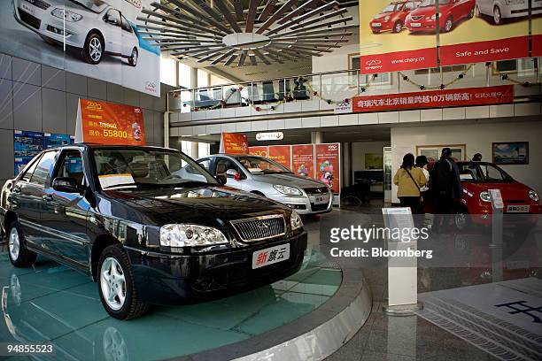 Chery Automobile Co. Ltd. Cowin is parked at a dealership in Beijing, China, on Sunday, Nov. 9, 2008. China's auto exports may grow 20 percent this...