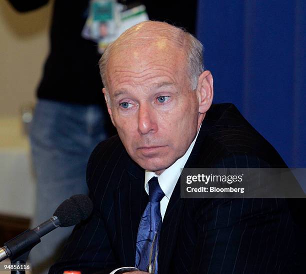 Dr. John LaMattina, Pfizer President of Global Research and Development speaks to reporters after in New York on February 10, 2006. Pfizer Inc....