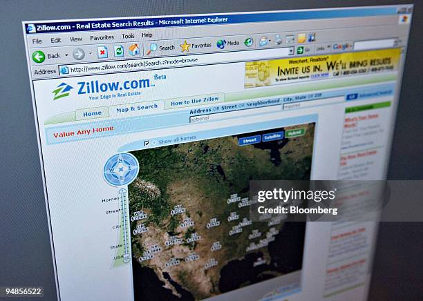 The 'Map & Search' page of the Zillow.com website is pictured on a computer screen in New York Friday, February 10, 2006.