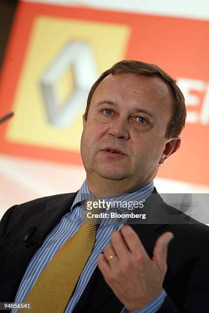 Patrick Blain, executive vice president of sales and marketing for Renault, speaks during the company's full-year earnings press conference, in...