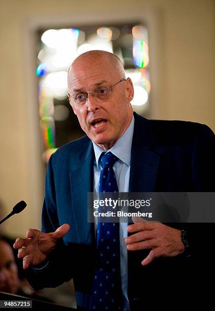 Henry Paulson, U.S. Treasury secretary, gives a speech on the economy at the Exchequer Club in Washington, D.C., U.S., on Thursday, July 31, 2008....