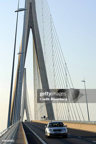 The Pont de Normandie, built by Bouygues, is seen near Le Havre, France, on July 2, 2005.