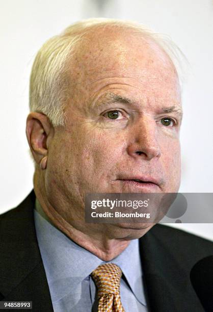 Senator John McCain speaks during an event at the National Press Club in Washington, DC Wednesday February 8, 2006. Sports Illustrated sponsored the...