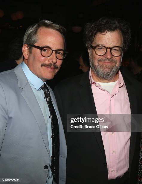 Matthew Broderick and Kenneth Lonergan pose at the opening night after party for Irish Rep's production of "The Seafarer"at Crompton Ale House on...