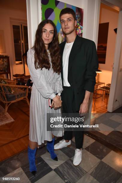 Erika Boldrin and Guido Milani attend Pomellato Dinner Party on April 18, 2018 in Milan, Italy.