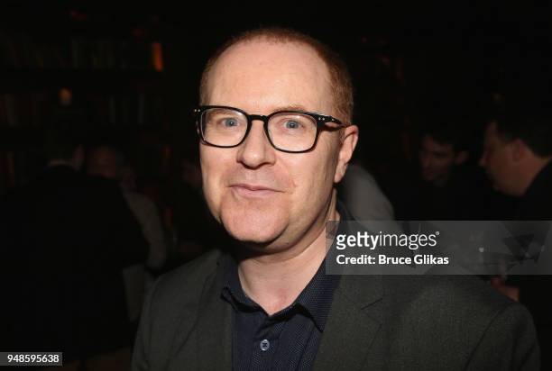 Playwright Conor McPherson poses at the opening night after party for Irish Rep's production of "The Seafarer"at Crompton Ale House on April 18, 2018...