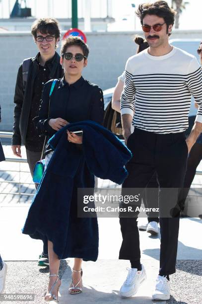 Actress Maria Leon and actor Javier Rey attend 'Sin Fin' phtocall during the 21th Malaga Film Festival on April 19, 2018 in Malaga, Spain.