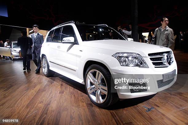 Mercedes Benz GLK 350 is displayed at the Beijing International Automotive Exhibition in Beijing, China, on Sunday, April 20, 2008. The 2008 Beijing...