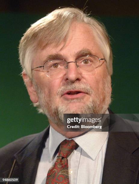 Serge Schmemann, editor of the editorial page at the International Herald Tribune speaks at the Oil & Money conference in central London, Tuesday...