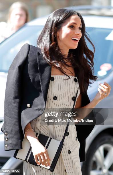 Meghan Markle attends a reception with delegates from the Commonwealth Youth Forum during the Commonwealth Heads of Government Meeting at the Queen...