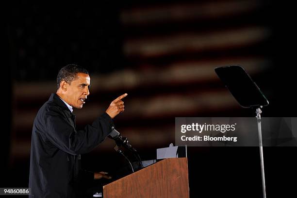 Senator Barack Obama of Illinois, Democratic presidential candidate, speaks during a campaign rally in Cleveland, Ohio, U.S., on Sunday, Nov. 2,...