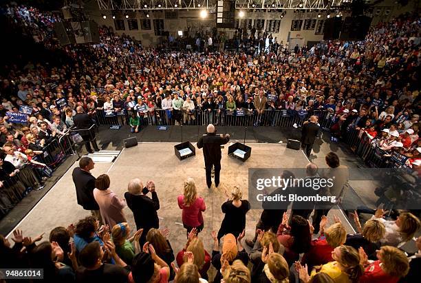 Senator John McCain of Arizona, Republican presidential candidate, speaks during a campaign rally at the Strath Haven High School in Wallingford,...