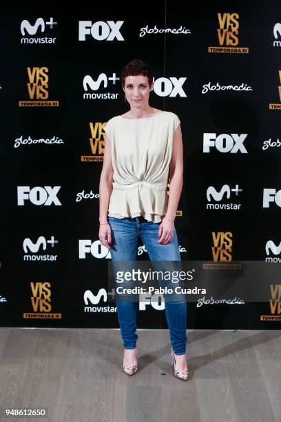 Actress Irene Anula attends the 'Vis A Vis' photocall at VP Plaza de Espana Hotel on April 19, 2018 in Madrid, Spain.