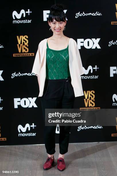 Taiwanese actress Huichi Chiu attends the 'Vis A Vis' photocall at VP Plaza de Espana Hotel on April 19, 2018 in Madrid, Spain.