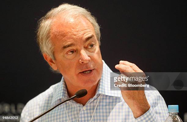 James Rogers, chairman, president, and chief executive officer of Duke Energy Corp., speaks during a news conference for the World Economic Forum on...