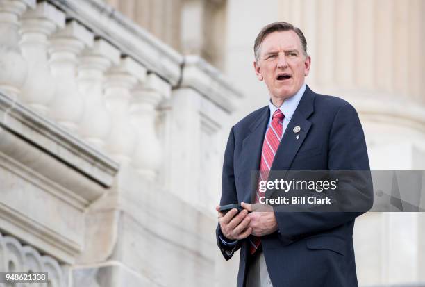 Rep. Paul Gosar, R-Ariz., walks down the House steps after final votes of the week on Wednesday, April 18, 2018.