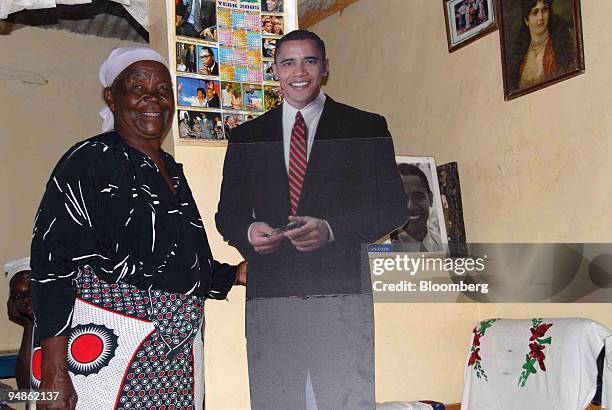 Sarah Obama Onyango the paternal grandmother of U.S. Democratic president-elect Barack Obama, poses outside her home, in Kogelo, western Kenya, on...