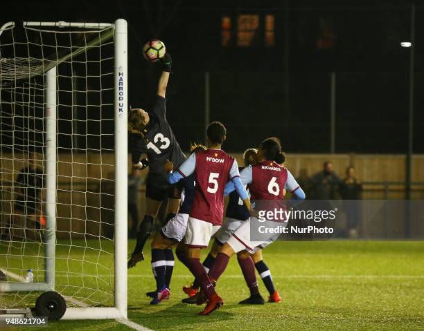 Aja Aguirre of Aston Villa Ladies FC unable to stop Leighanne Robe of Millwall Lionesses L.F.C direct right free kick during FA Women's Super League...
