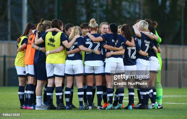 Millwall Lionesses before kick off during FA Women's Super League 2 match between Millwall Lionesses and Aston Villa Ladies FC at St Paul's Sports...