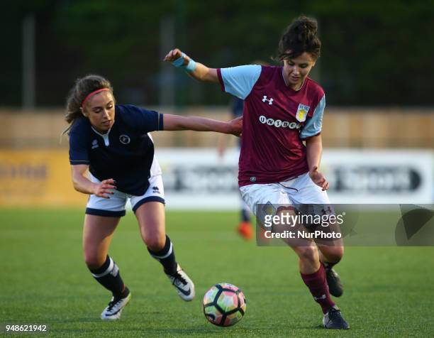 Elizabeta Ejupi of Aston Villa Ladies FC holds of Amber Gaylor of Millwall Lionesses L.F.C during FA Women's Super League 2 match between Millwall...