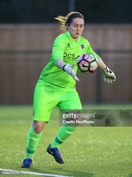 Sarah Quantrill of Millwall Lionesses L.F.C during FA Women's Super League 2 match between Millwall Lionesses and Aston Villa Ladies FC at St Paul's...