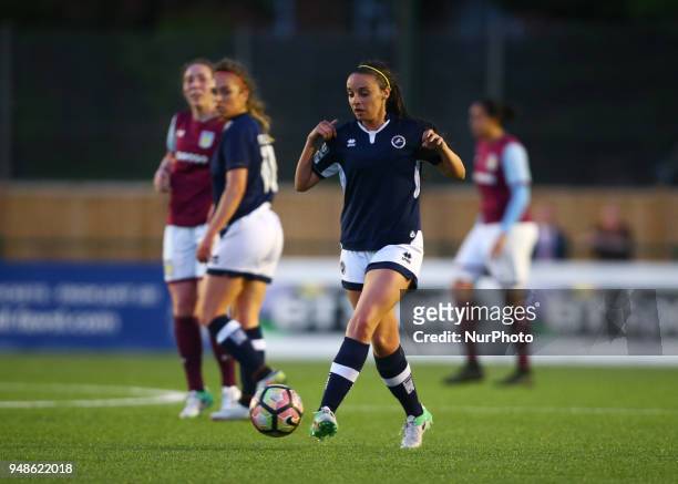 Leigh Nicol of Millwall Lionesses L.F.C during FA Women's Super League 2 match between Millwall Lionesses and Aston Villa Ladies FC at St Paul's...
