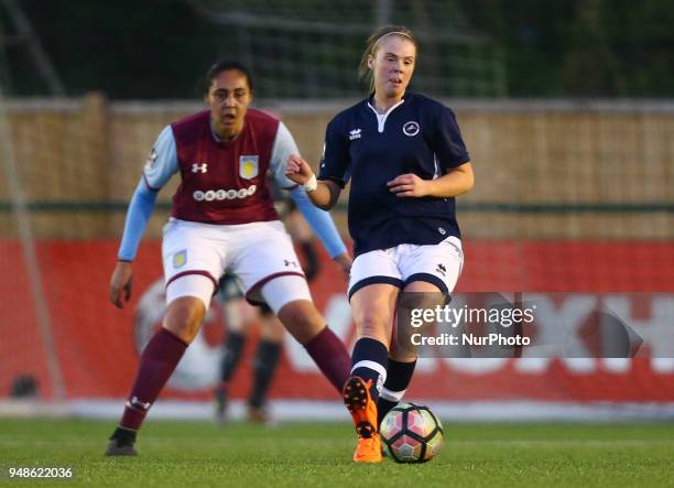 Rianna Dean of Millwall Lionesses L.F.C during FA Women's Super League 2 match between Millwall Lionesses and Aston Villa Ladies FC at St Paul's...