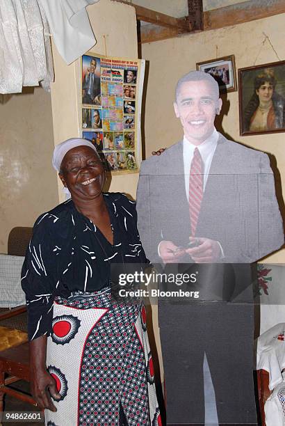 Sarah Obama Onyango the paternal grandmother of U.S. Democratic president-elect Barack Obama, poses outside her home, in Kogelo, western Kenya, on...