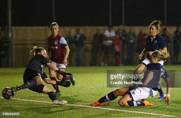 Rianna Dean of Millwall Lionesses L.F.C scores her sides equalising goal to make the score 1-1 during FA Women's Super League 2 match between...