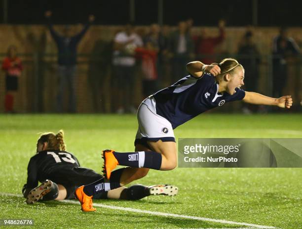 Rianna Dean of Millwall Lionesses L.F.C celebrates scoring her sides first goal and scores her sides equalising goal to make the score 1-1 during FA...