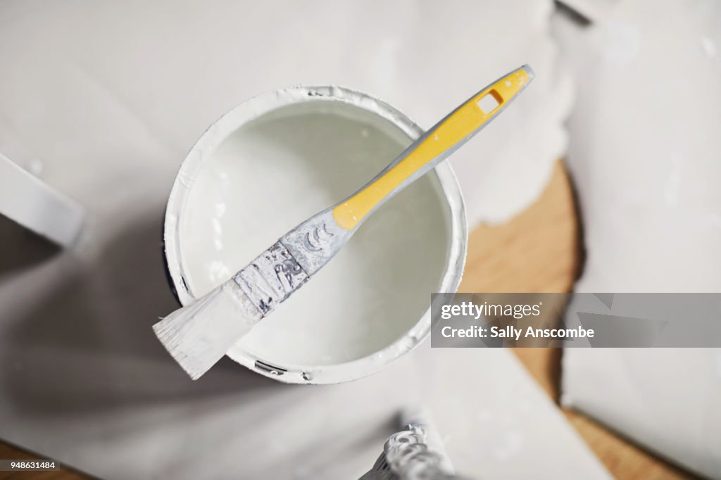 Painting materials on the floor