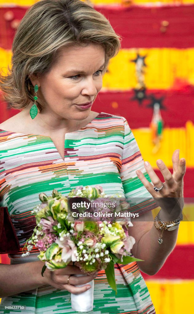 Queen Mathilde Of Belgium Visits The 50 Anniversary Contemporary Art Fair In Brussels