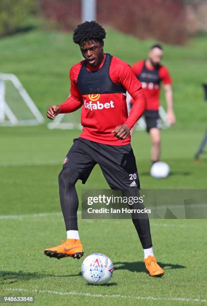 Josh Maja during a Sunderland AFC training session at The Academy of Light on April 19, 2018 in Sunderland, England.