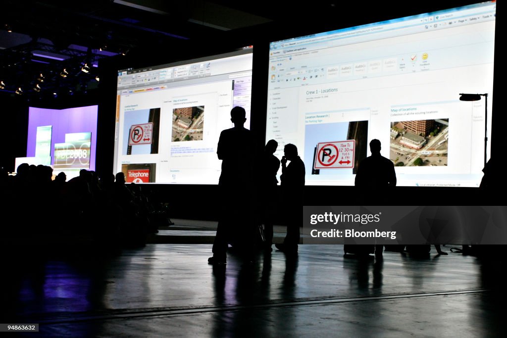 Large screens display web-based versions of Microsoft Office