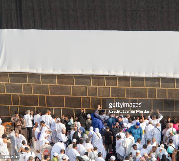 muslim people praying in kaaba - hajj 2014 stock pictures, royalty-free photos & images