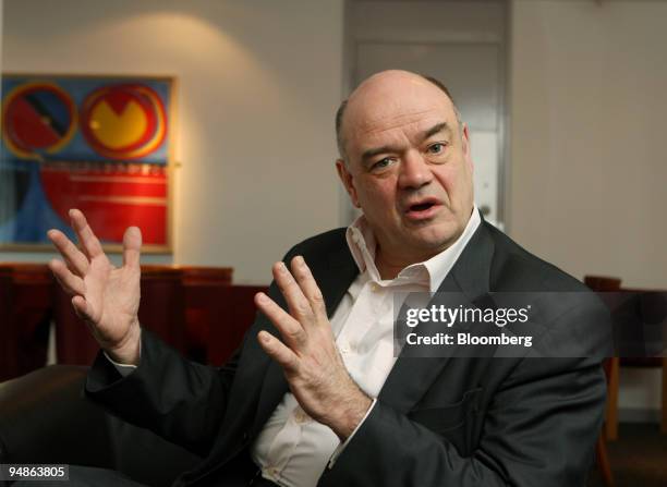 Nicholas Kenyon, managing director of the Barbican arts center, gestures during an interview in his office in London, U.K., on Thursday, April 10,...