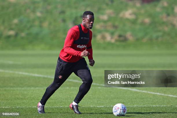 Lamine Kone during a Sunderland AFC training session at The Academy of Light on April 19, 2018 in Sunderland, England.