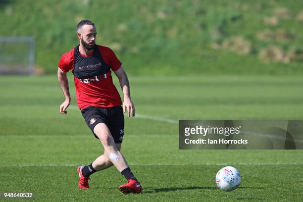Marc Wilson during a Sunderland AFC training session at The Academy of Light on April 19, 2018 in Sunderland, England.