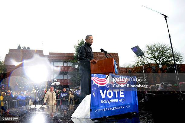 Senator Barack Obama of Illinois, Democratic presidential candidate, speaks during a campaign rally in Chester, Pennsylvania, U.S., on Tuesday, Oct....