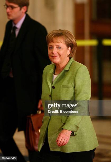 Angela Merkel, Germany's chancellor, arrives for the NATO summit in Bucharest, Romania, on Thursday, April 3, 2008. NATO rebuffed bids by Ukraine and...