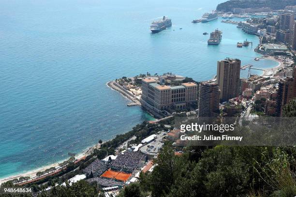 General view of day five of the Rolex Monte-Carlo Masters at Monte-Carlo Sporting Club on April 19, 2018 in Monte-Carlo, Monaco.